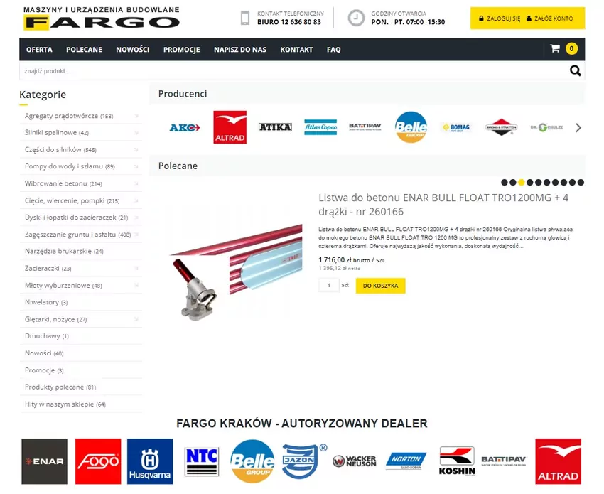 FARGO Kraków - maszyny i urządzenia budowlane FARGO Kraków - maszyny i urządzenia budowlane