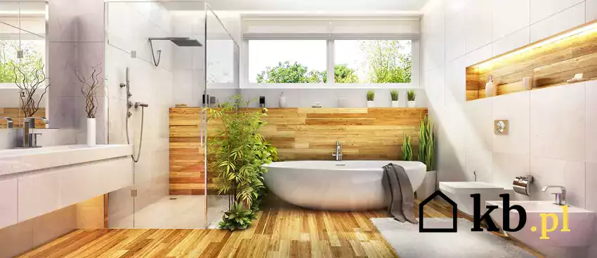 Łazienka z płytkami drewnopodobnymi