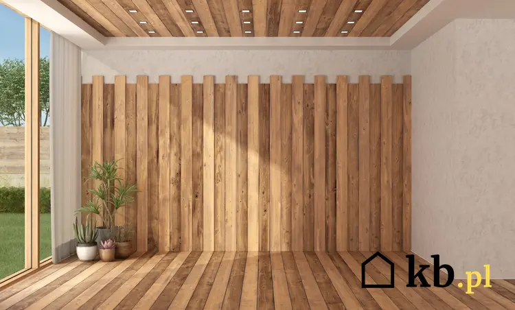 Ściana i sufit z drewna, a także drewniany sufit oraz deski drewniane na sufit