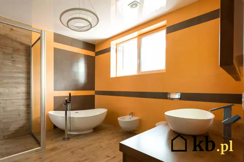 Nowoczesna łazienka pomarańczowa ściana