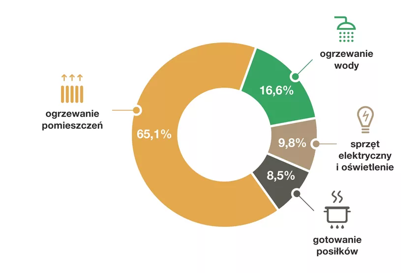 Dominujący udział ciepła w energii