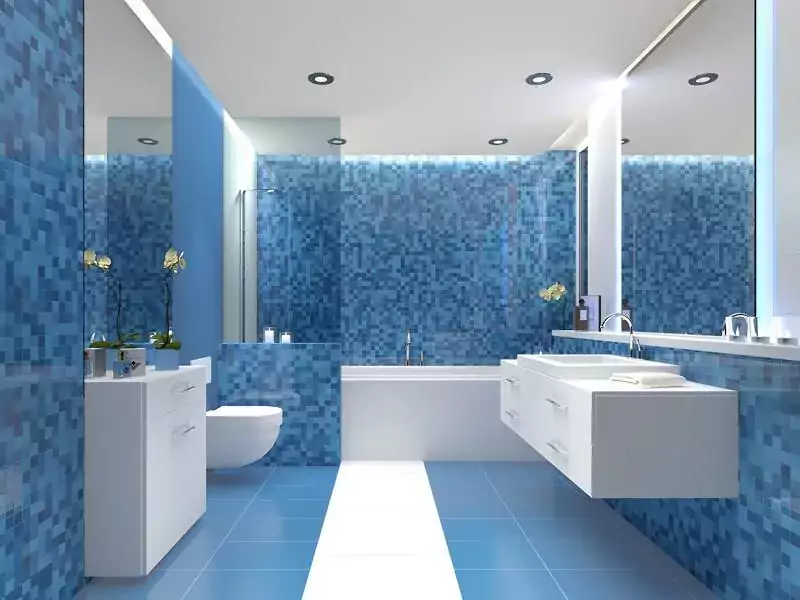 Stylowa niebieska łazienka