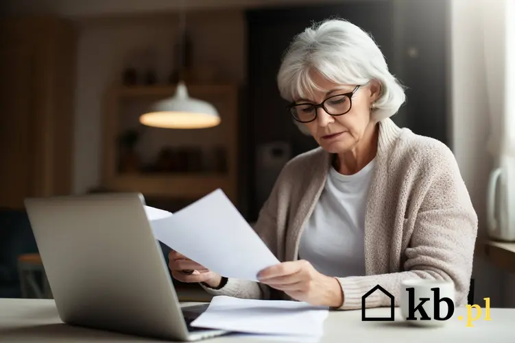 Starsza kobieta czytająca pismo przy stole, a także, czym jest okresowa emerytura kapitałowa i komu przysługuje