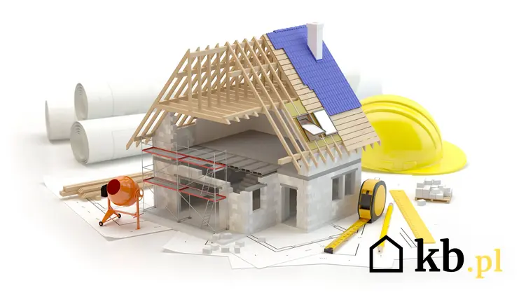 Makieta domu w czasie budowy, a także możliwe onsekwencje nielegalnego użytkowania obiektu budowlanego oraz przepisy prawne