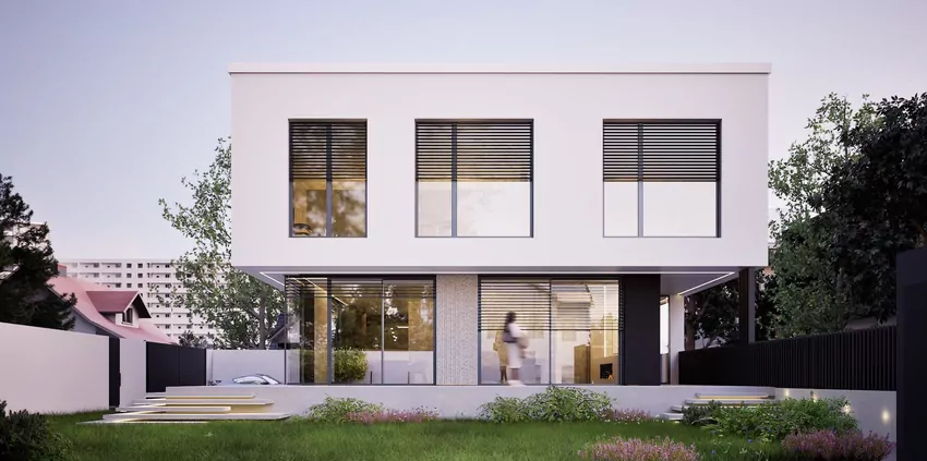 Postaw na projekty z prywatnym ogrodem lub tarasem, które zapewnią kontakt z naturą Willa miejska