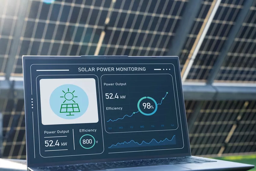 Wykres przedstawiający bilans energetyczny: produkcja energii ze słońca a pobór prądu w tym samym okresie w ciągu miesiąca Wykres przedstawiający bilans energetyczny: produkcja energii ze słońca a pobór prądu w tym samym okresie w ciągu miesiąca
