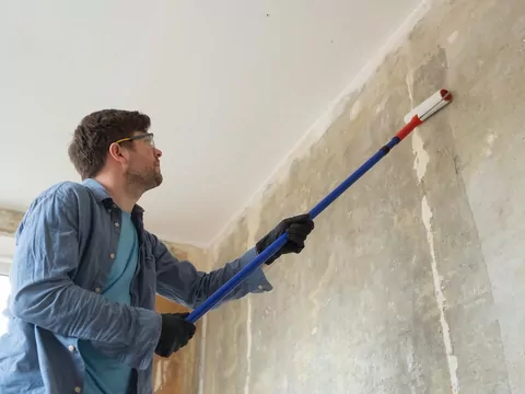 Ilustracja dla gruntowanie ścian przed malowaniem