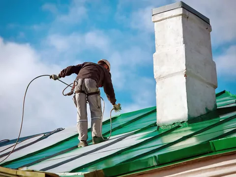 Ilustracja dla malowanie dachu z blachy ocynkowanej