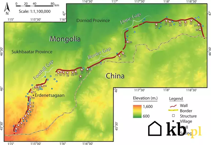 Mapa murów łuku mongolskiego
