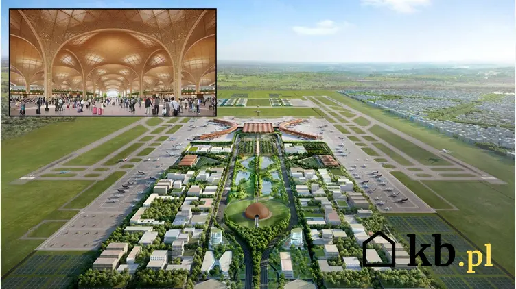 Wizualizacja przedstawiająca projekt nowego lotniska Techo w stolicy Kambodży