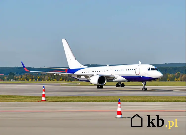Samolot na pasie startowym w Balicach, a także lotnisko Kraków Airport w Balicach