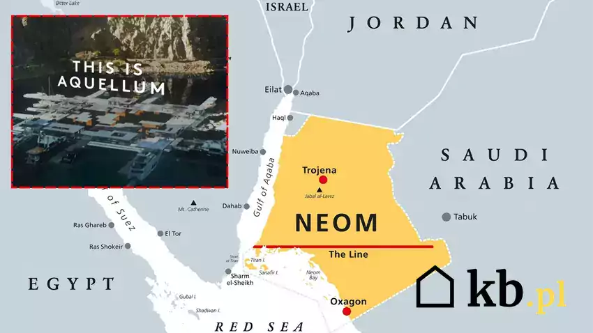 Mapa futurystycznego miasta NEOM