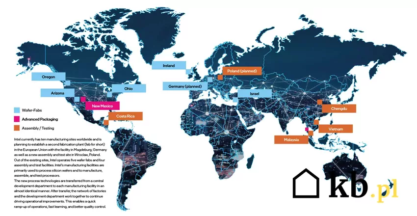 Mapa globalnych zakładów Intel