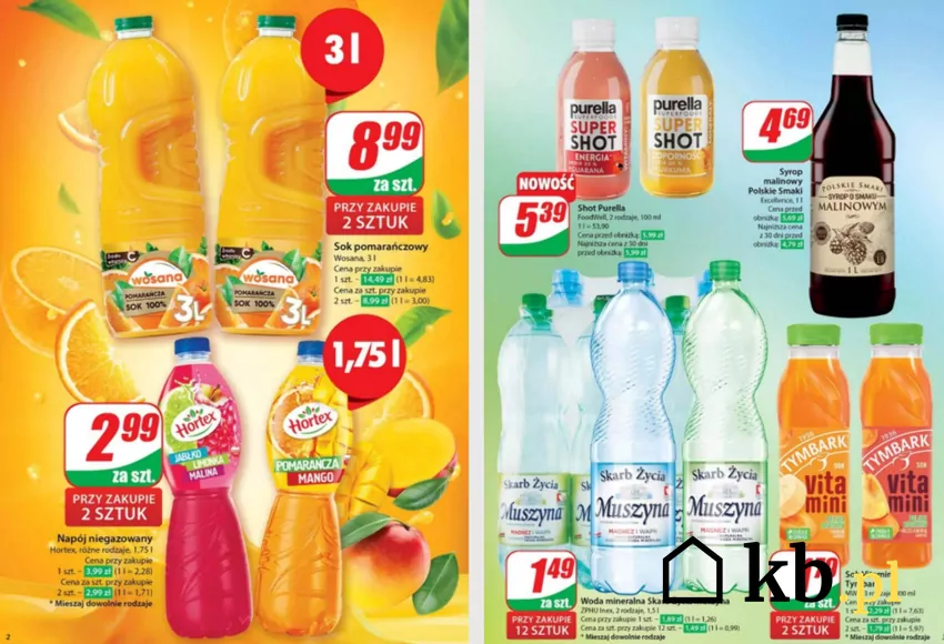 W Dino napoje na promocji - soki, napoje gazowane i woda Gazetka Dino