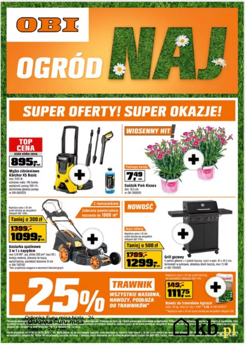 25% rabatu na produkty przeznaczone do zakładania i pielęgnacji trawnika jest aktualnie maksymalnie do 20 maja Promocje w OBI