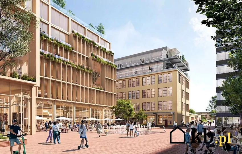 Nowoczesne drewniane budynki w Wood City Stockholm zostaną wzniesione z wykorzystaniem technologii Mass Timber Wizualizacja architektoniczna budynków z drewna