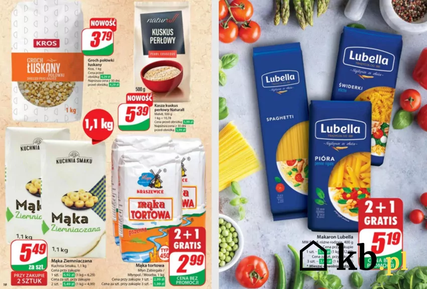 Makaron i mąka teraz na promocji "2+1 gratis" w Dino Dino - gazetka