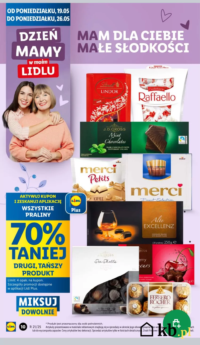 Wszystkie pralinki przecenione aż o 70% - oferta ważna aż do 26 maja Promocje w Lidlu