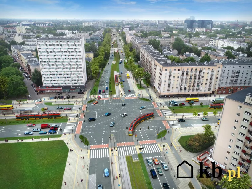 Wizualizacja skrzyżowania ul. Grójeckiej z Bitwy Warszawskiej Skrzyżowanie Grójeckiej z Bitwy Warszawskiej - wizualizacja