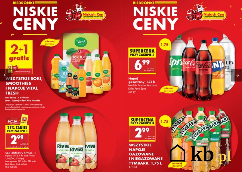 W Biedronce duże obniżki cen ulubionych napojów gazowanych i soków Biedronka - gazetka