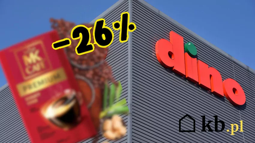 W Dino duże obniżki cen ulubionych kaw Polaków Dino - baner i kawa