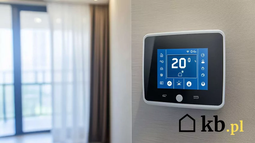 Ogrzewanie sufitowe daje możliwość szybkiej regulacji temperatury i zapewnia wysoki komfort grzewczy Nowoczesny termostat elektroniczny zamontowany na ścianie