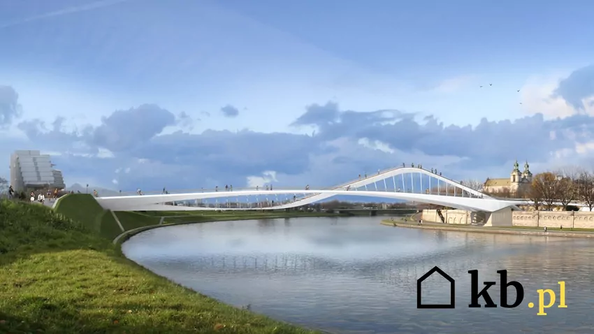 Nowa kładka pieszo-rowerowa ma zaskakiwać nowoczesnym designem kładka łącząca brzegi Wisły, wizualizacja