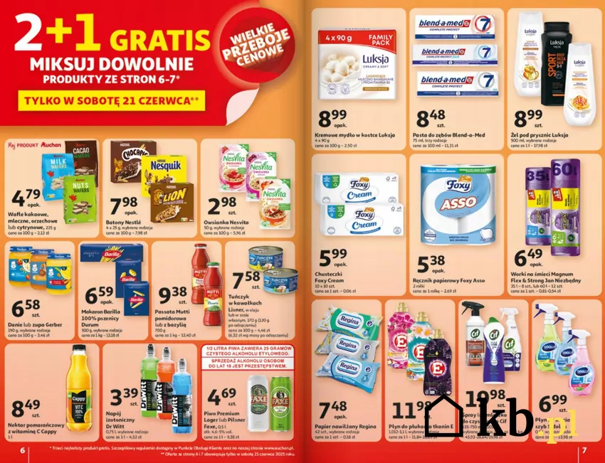 Tylko w sobotę 21 czerwca promocja "2+1 gratis" Auchan - gazetka