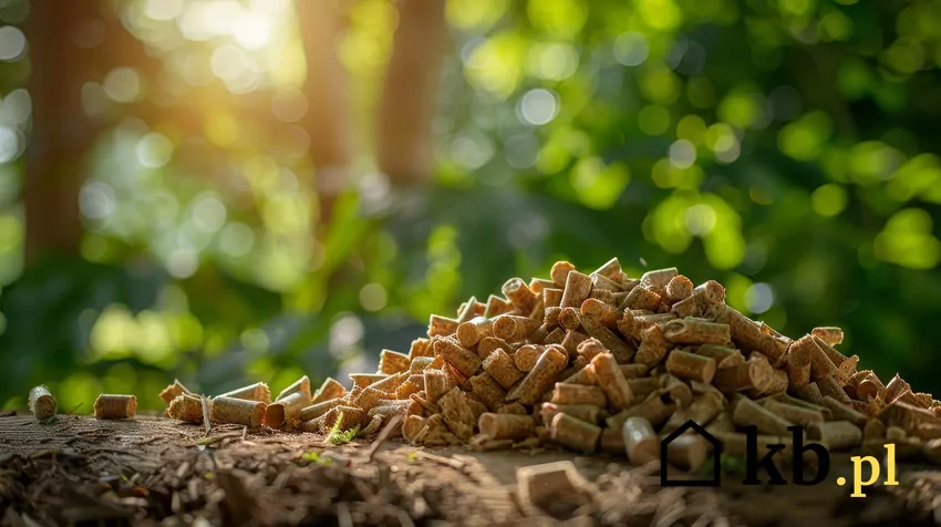 Wysokiej jakości granulat powinien pachnieć naturalnym drewnem Pellet na tle drzew