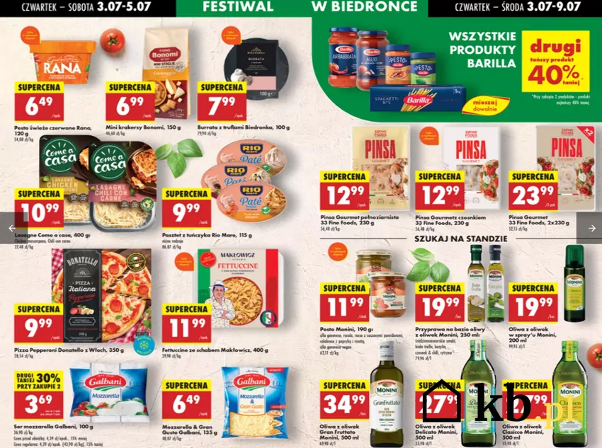 Wszystkie produkty Barilla - 40% taniej na drugi, tańszy produkt Biedronka - gazetka