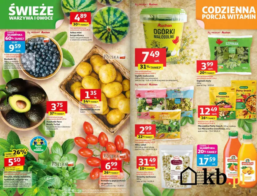 Świeże warzywa i owoce nawet 60% taniej Auchan - gazetka