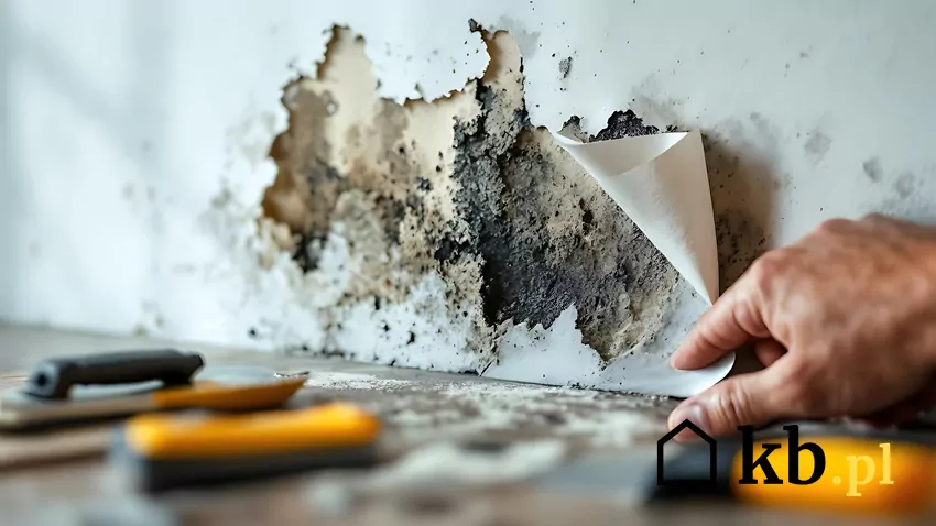 Odkuty fragment ściany odsłonił stare materiały, które mimo zamalowania wciąż mogą oddziaływać na zdrowie domowników. zniszczona ściana w mieszkaniu
