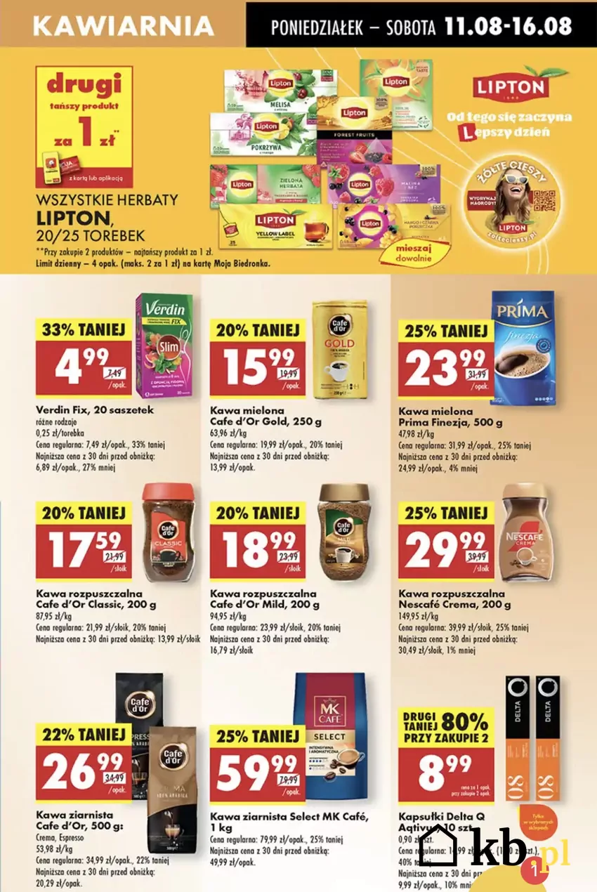 8 zł - tyle zaoszczędzisz kupując kawę Prima Finezja w promocji Promocje w Biedronce