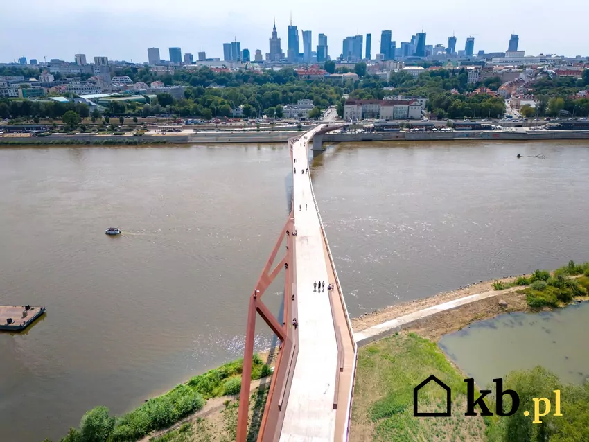 Kładka pieszo-rowerowa wpisała się w panoramę stolicy kładka pieszo-rowerowa nad Wisłą