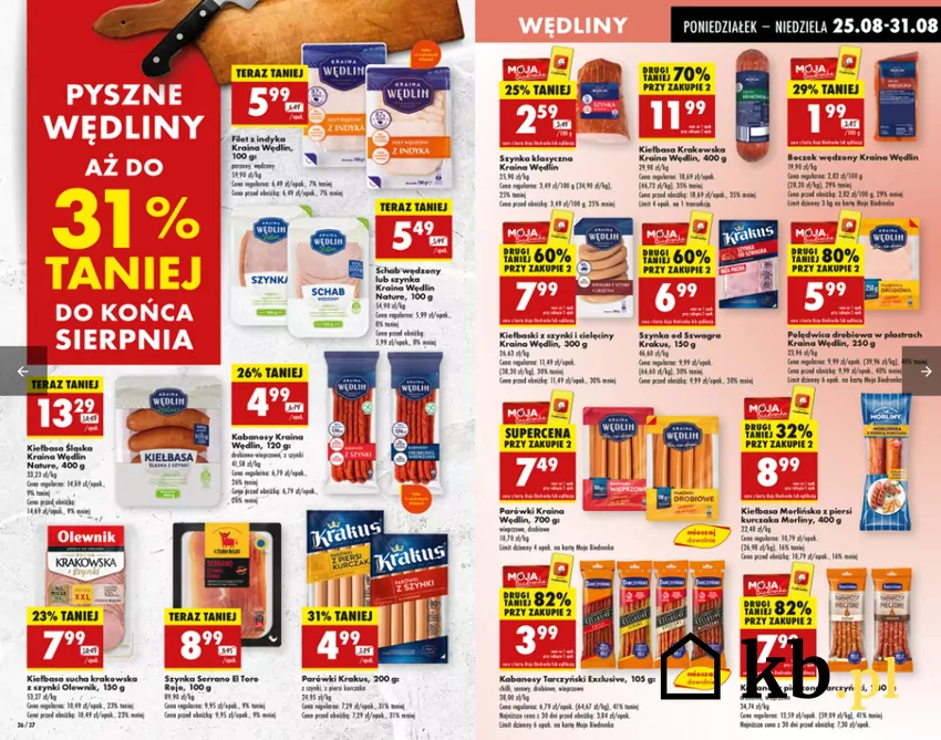 Wędliny do 31% taniej do końca sierpnia Biedronka - gazetka