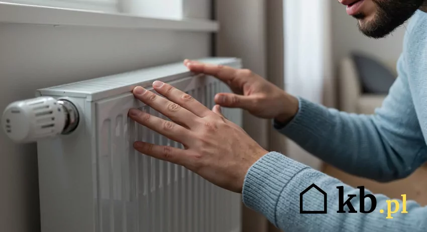 mężczyzna dotyka grzejnika