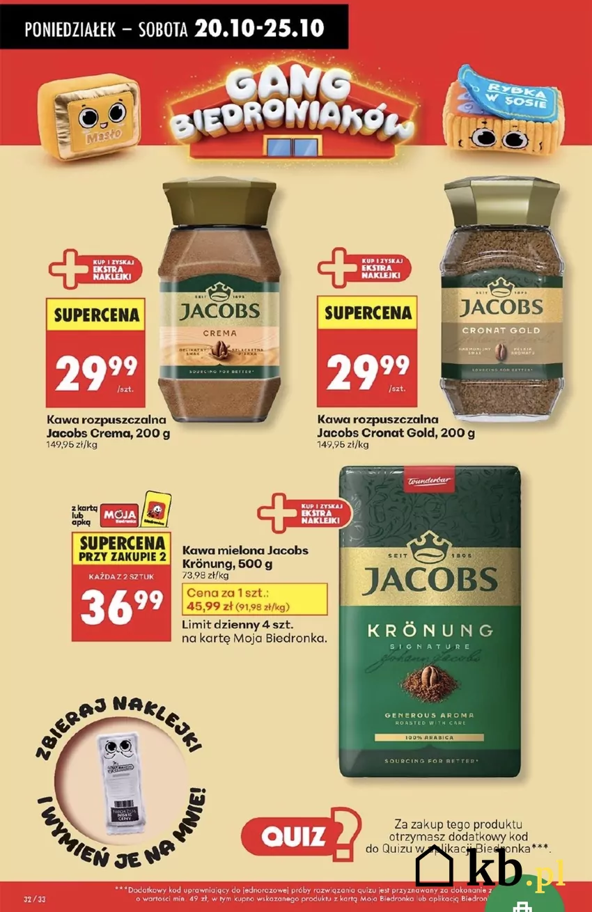 W tym tygodniu kilka kaw marki Jacobs jest w fajnej cenie Promocje w Biedronce