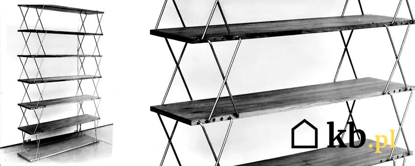 Regał o zmiennych wysokościach, według projektu Rajmunda Hałasa regał