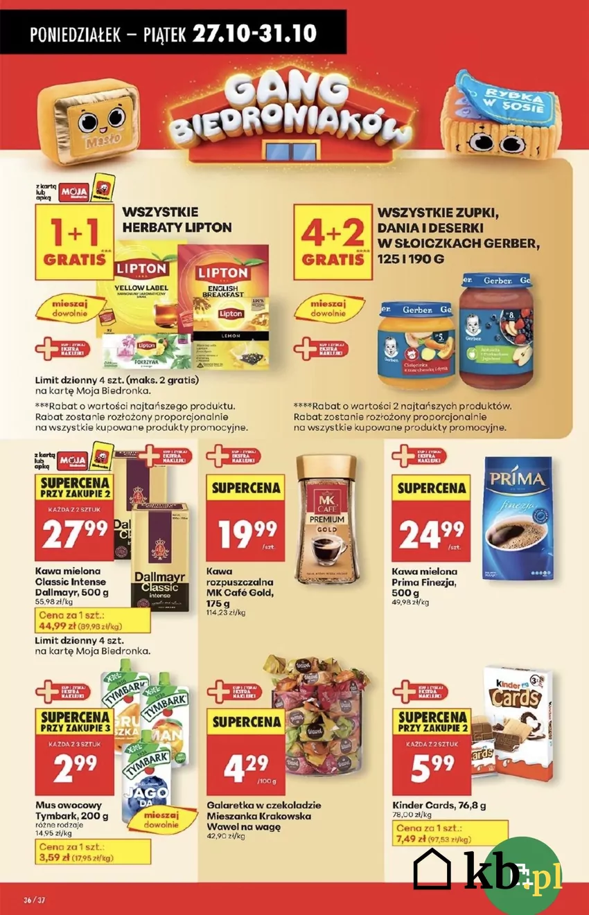 Równocześnie w promocji będzie także herbata Lipton - 1+1 gratis Promocje w Biedronce
