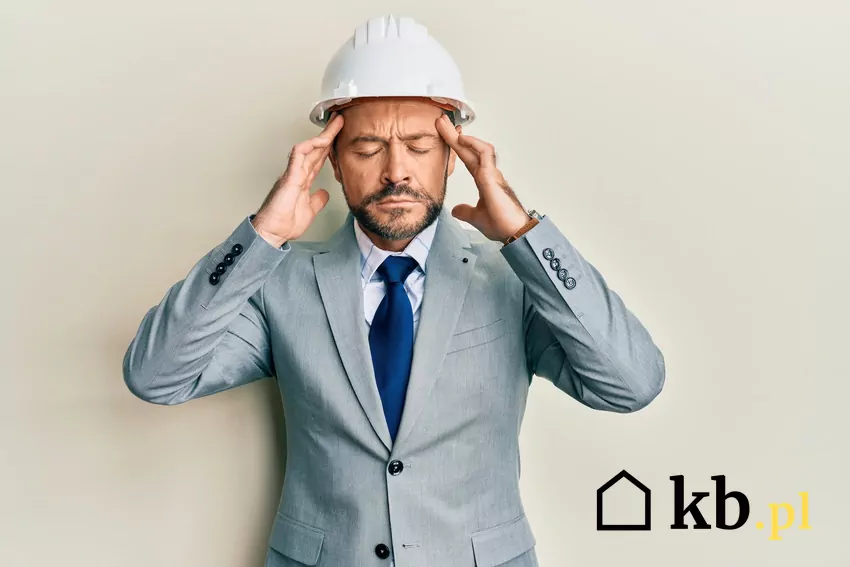 Deweloper uważa, że urzędnicy specjalnie podejmują decyzje na jego niekorzyść zdenerwowany mężczyzna w kasku i garniturze