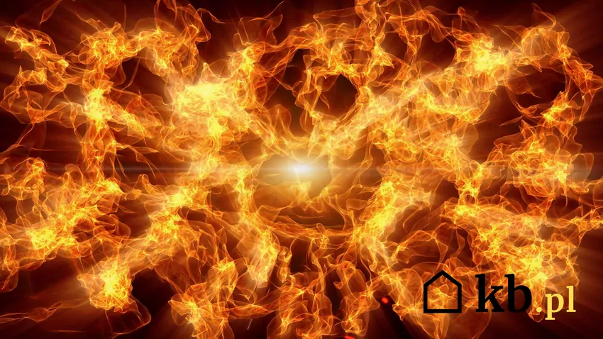 Gwałtowny zapłon palnych gazów stanowi eksplozję płomieni Fala płomieni z kominka jest wywołana dopływem tlenu do nagromadzonego gazu drzewnego