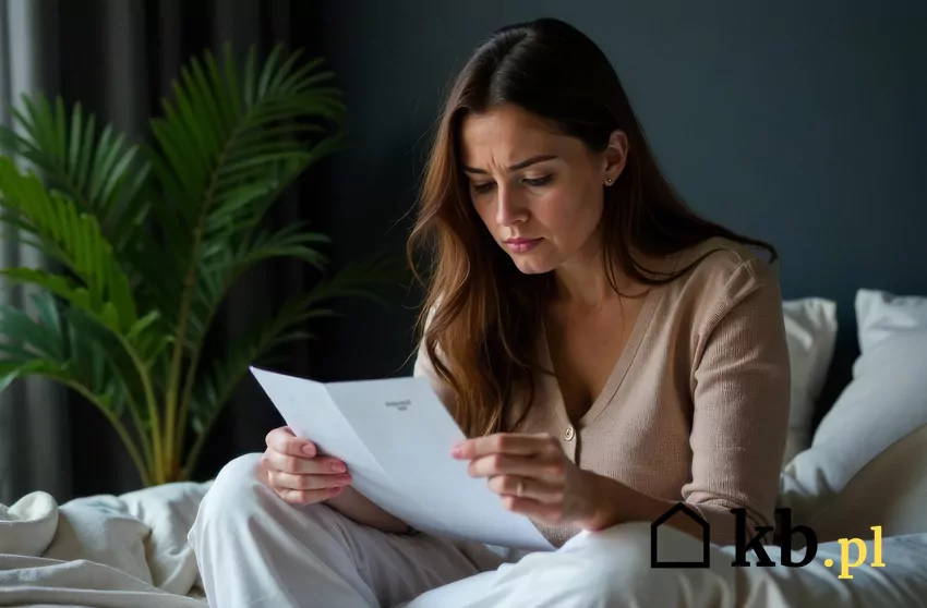 zmartwiona kobieta analizuje dokumenty