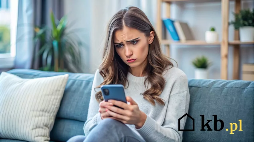 smutna kobieta korzyta z telefonu komórkowego