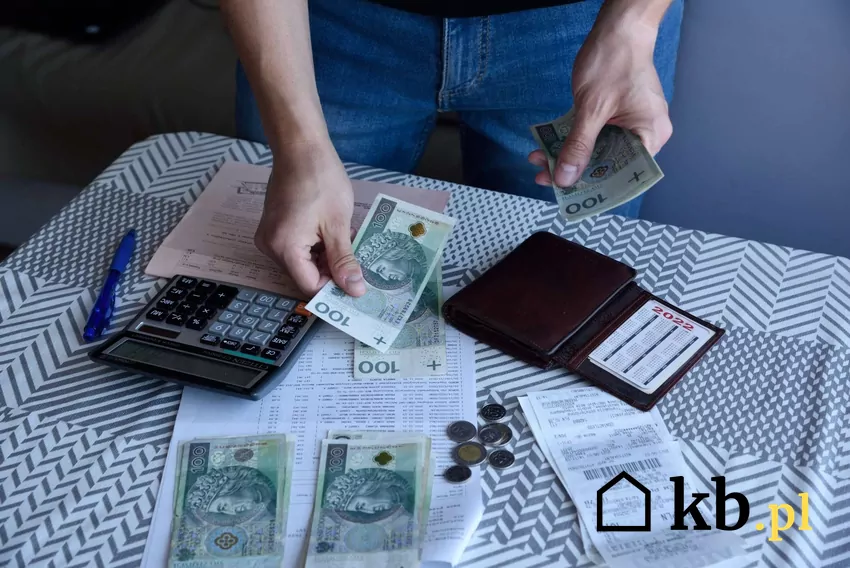 Osoba dzieląca pieniądze na rachunki