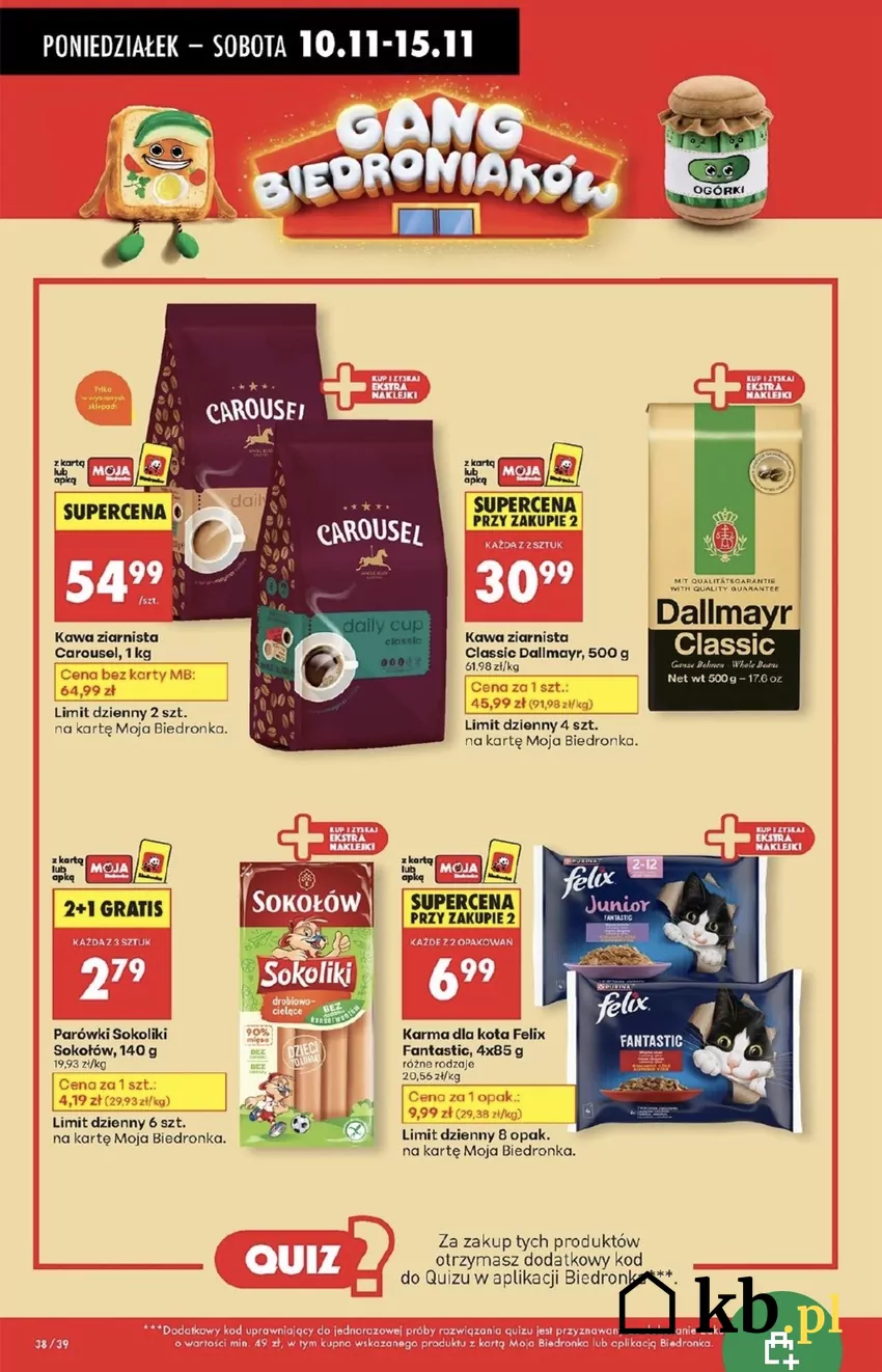 Kupisz też w dobrej cenie kawę ziarnistą Carousel - niecałe 55 zł Promocje w Biedronce