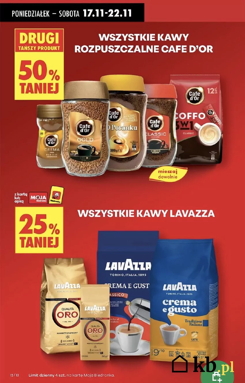 Wszystkie kawy Lavazza kupisz 25% taniej! Promocje w Biedronce
