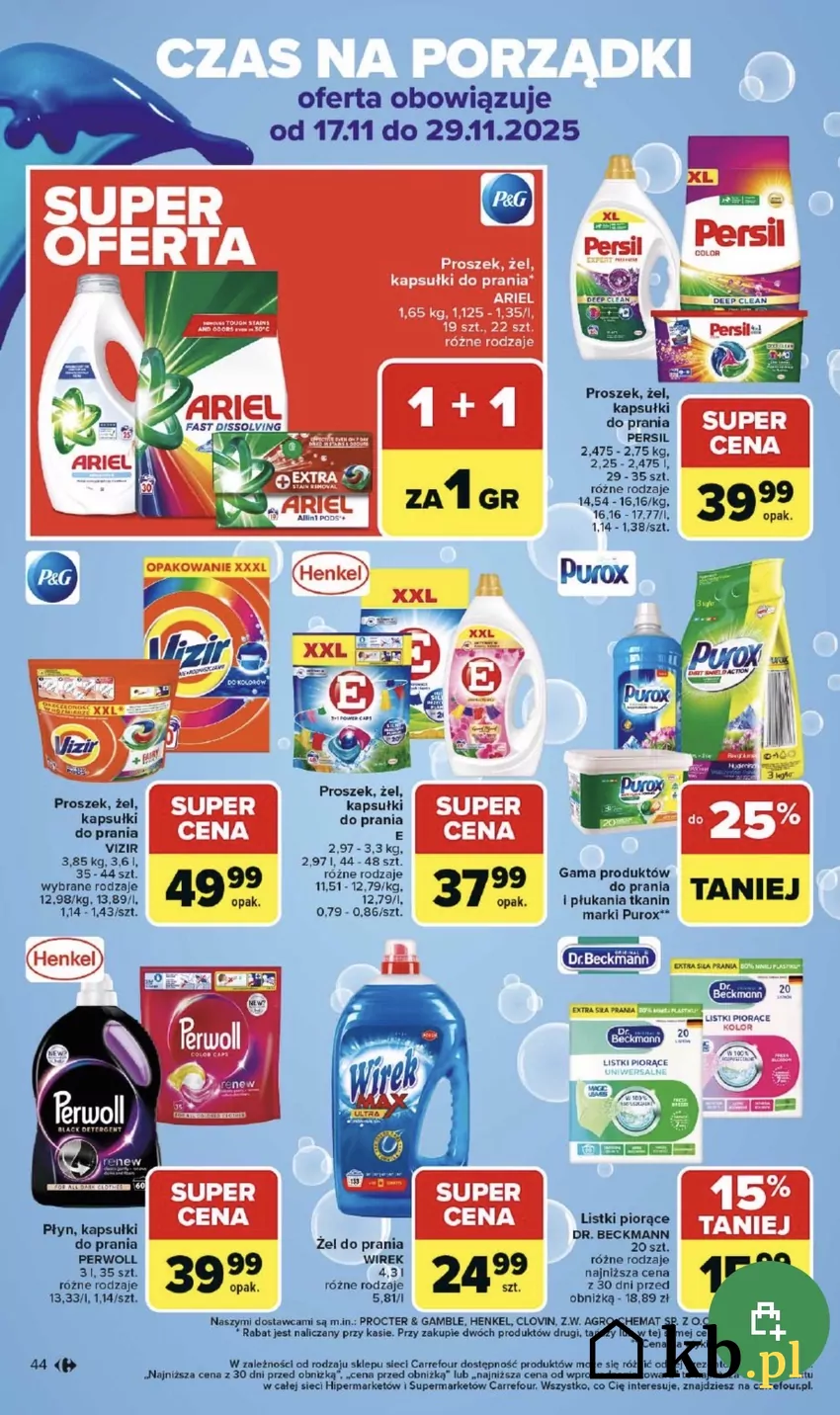 Ogromna ilość środków do prania jest przeceniona jeszcze przez cały kolejny tydzień Promocje w Carrefour Market