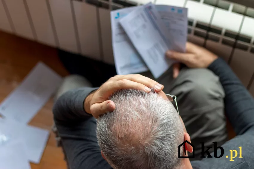 załamany mężczyzna trzyma dokumenty