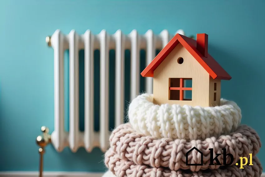 dom, grzejnik, ciepły szal