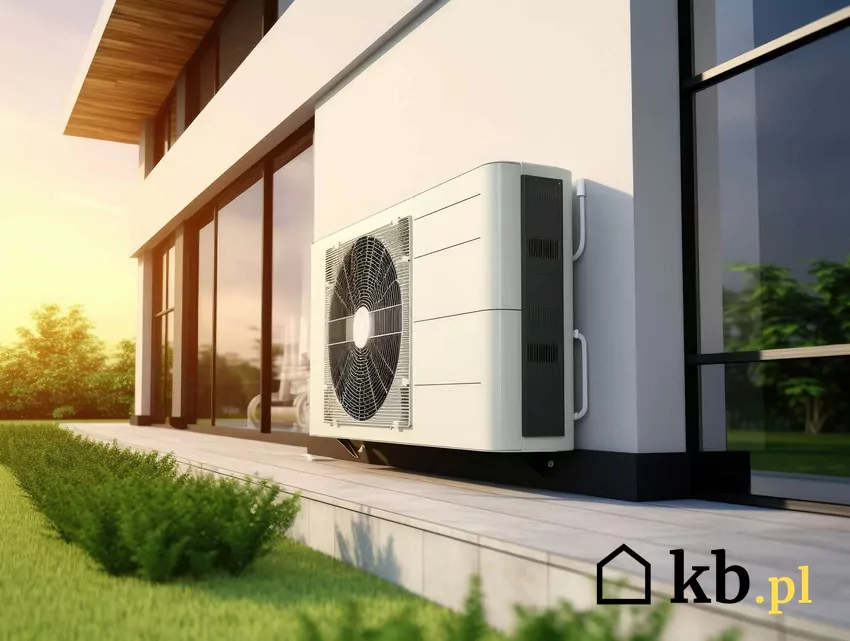 Nowoczesna pompa ciepła przy budynku